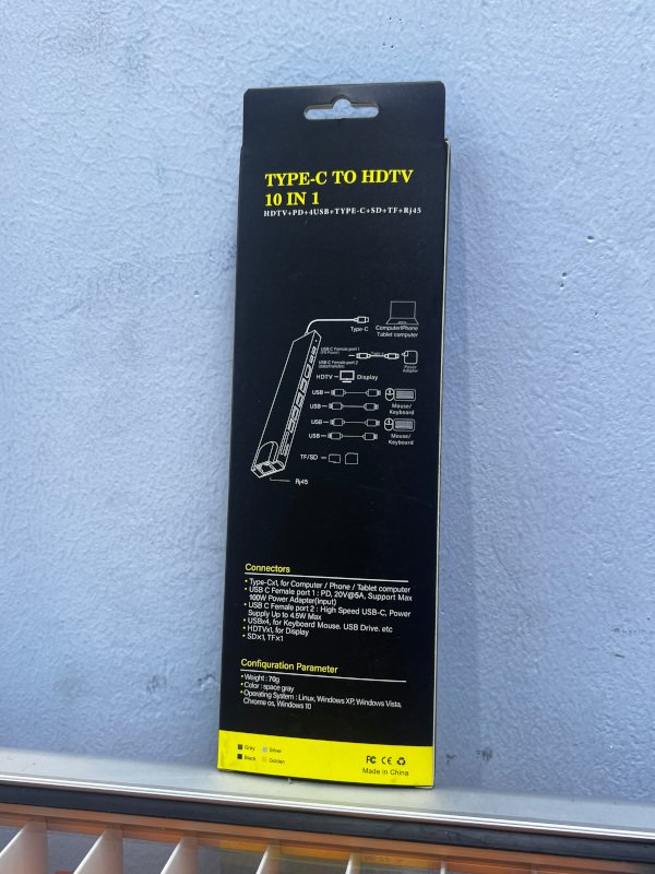 Type-C To HDTV 10 in 1 Adapter back